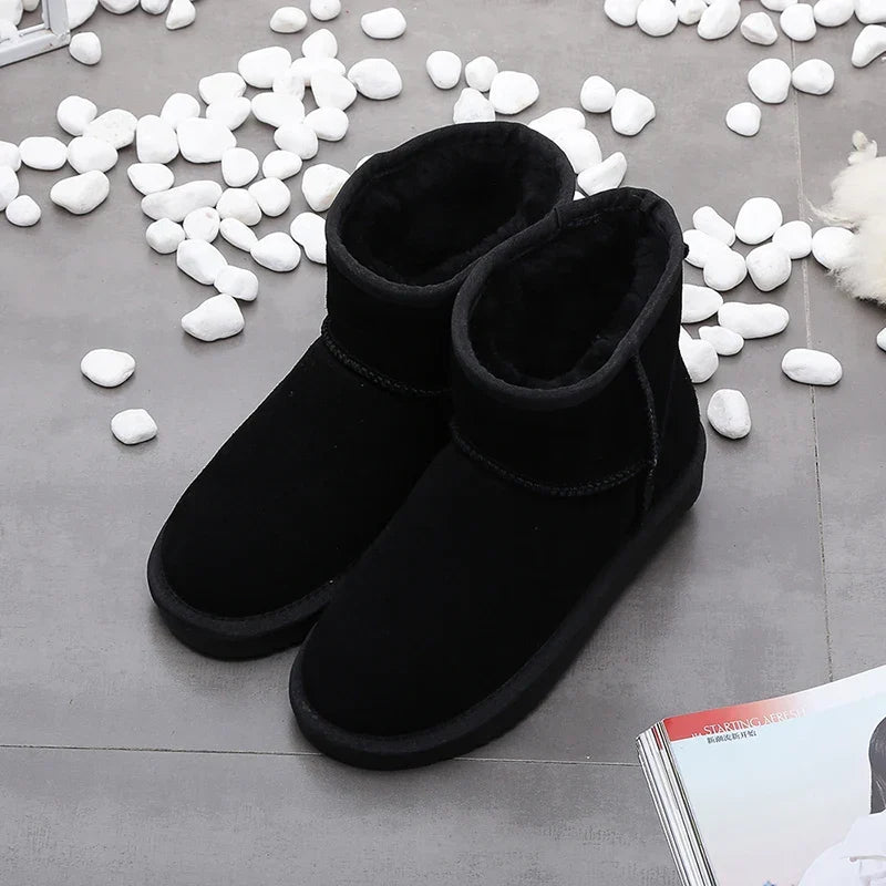 Bottines d'hiver mixtes en daim, doublure fourrée, neuf coloris, noir