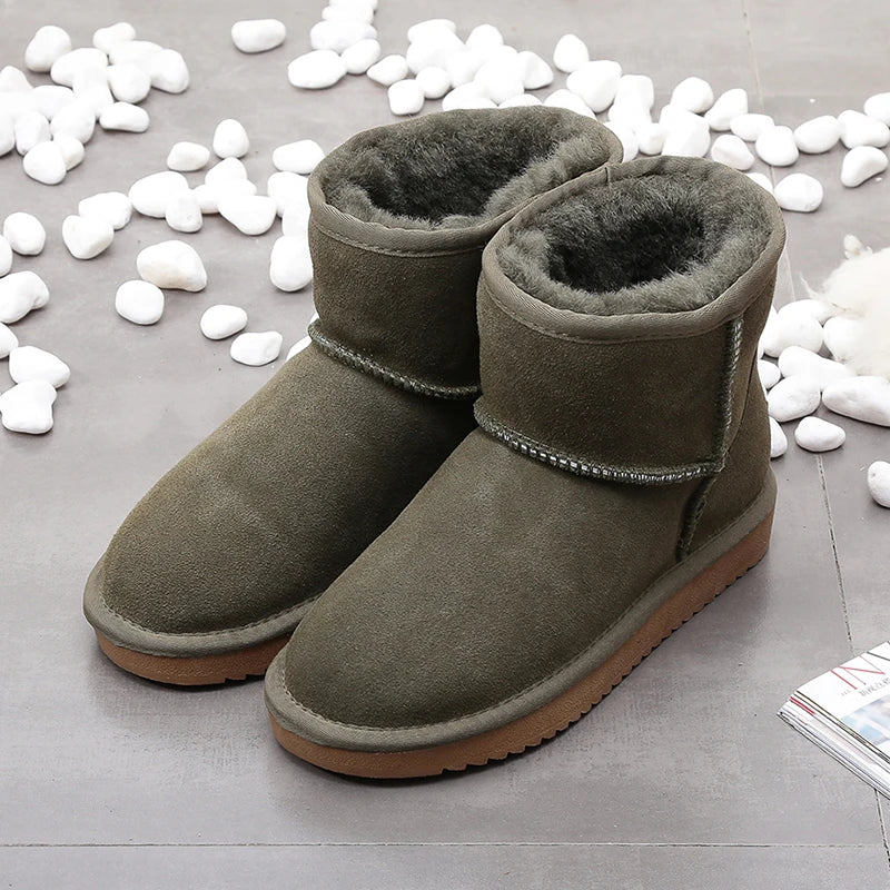 Bottines d'hiver mixtes en daim, doublure fourrée, neuf coloris, vert