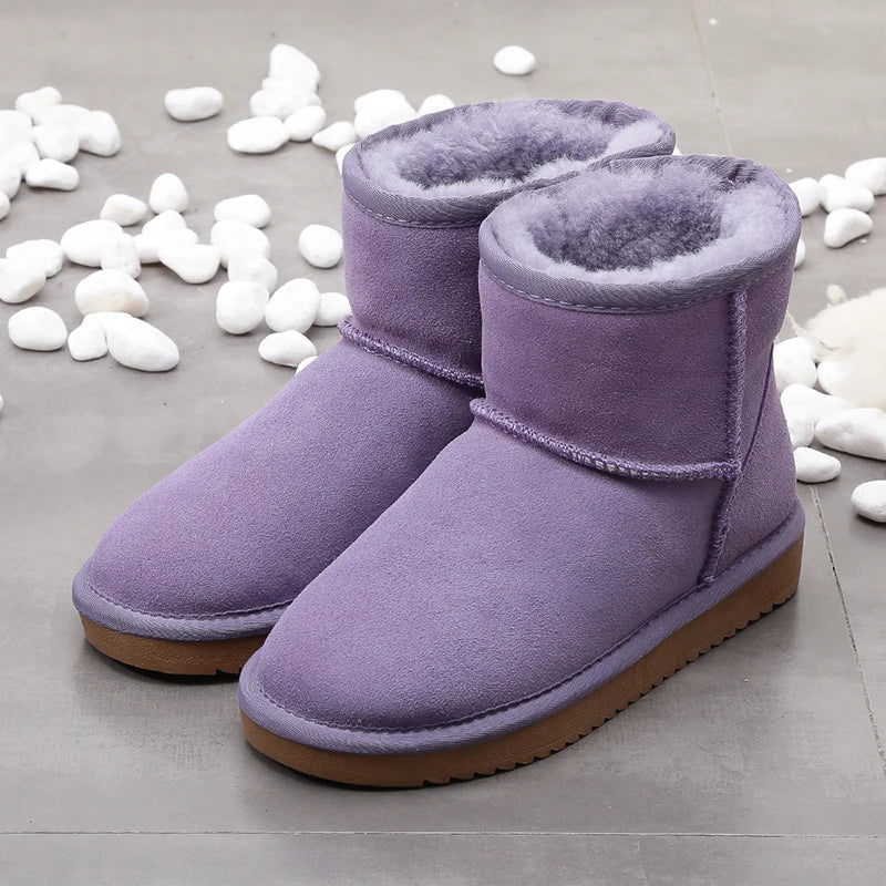 Bottines d'hiver mixtes en daim, doublure fourrée, neuf coloris, violet