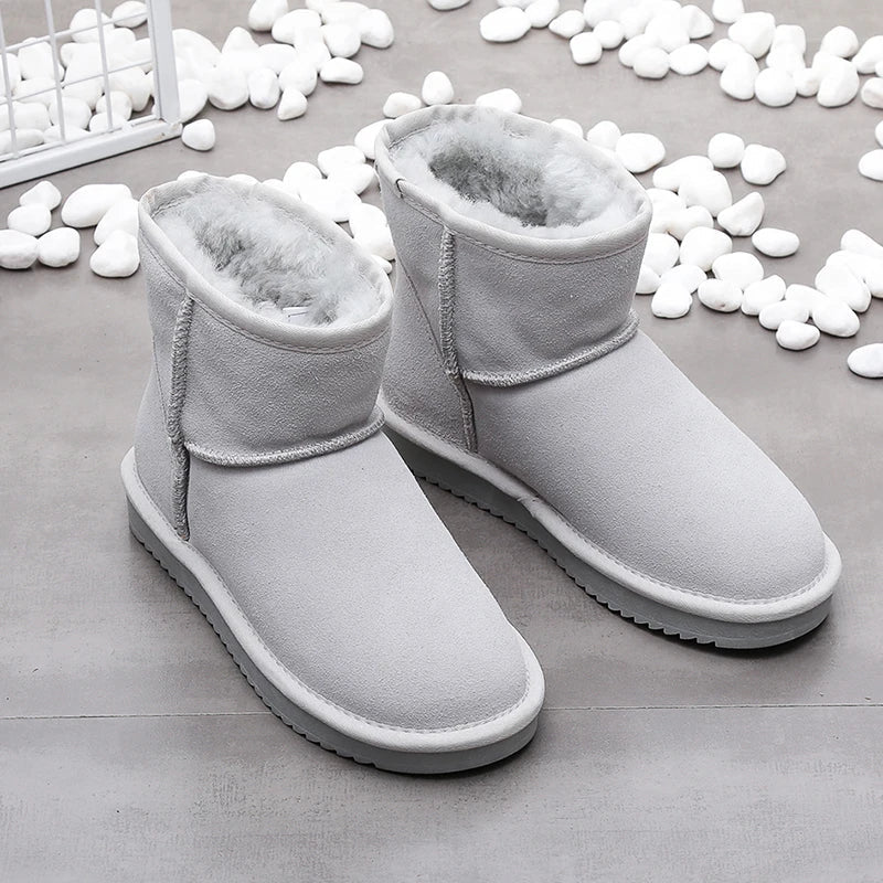 Bottines d'hiver mixtes en daim, doublure fourrée, neuf coloris, blanc