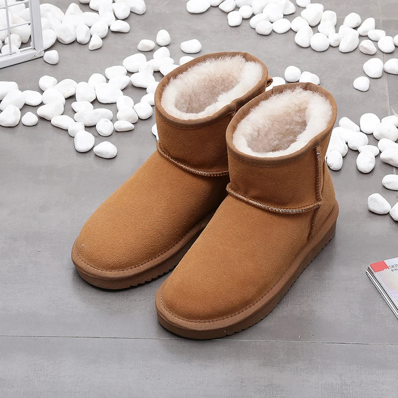 Bottines d'hiver mixtes en daim, doublure fourrée, neuf coloris, marron