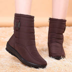 Bottines de neige femme à plateforme, fourrées, zip latéral, marron 2