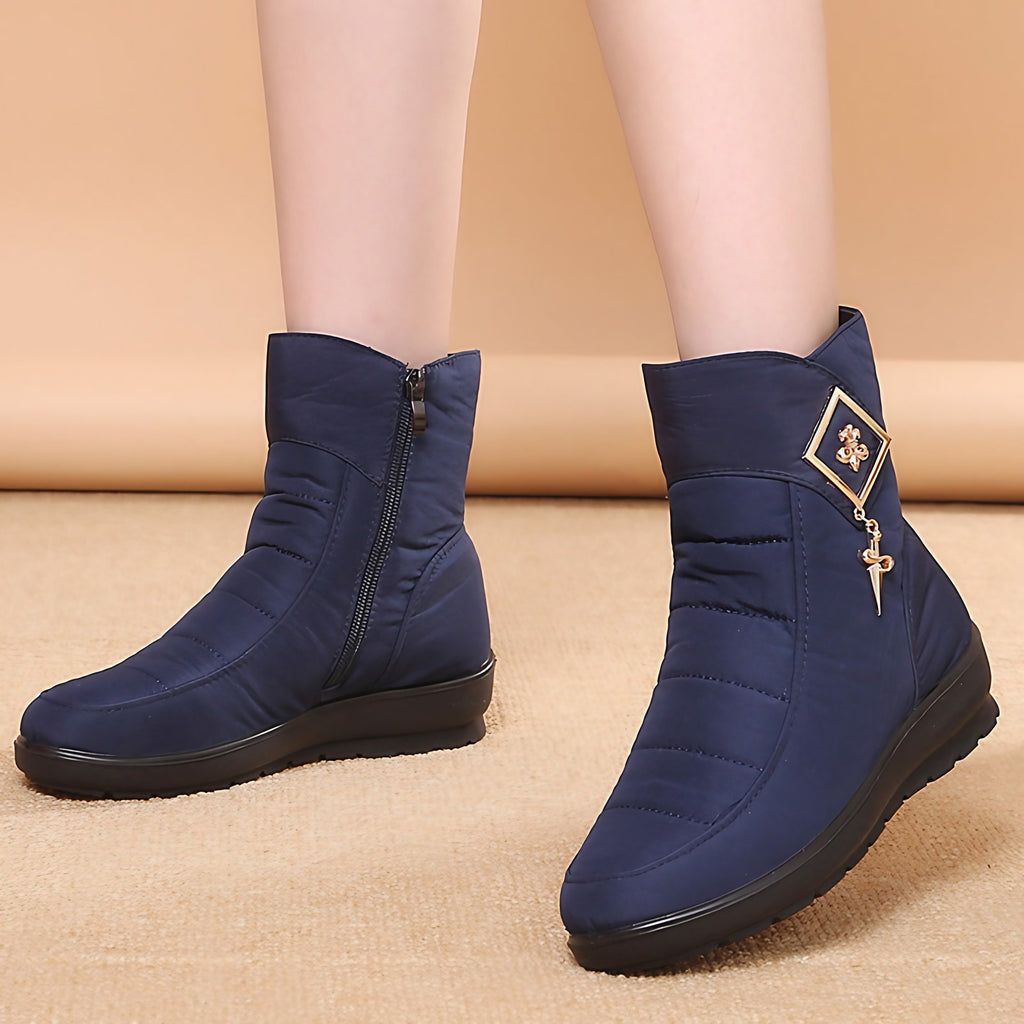 Bottines de neige femme à plateforme, fourrées, zip latéral, bleu 1