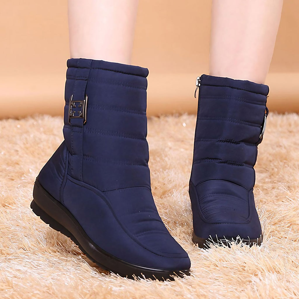 Bottines de neige femme à plateforme, fourrées, zip latéral, bleu 2