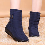 Bottines de neige femme à plateforme, fourrées, zip latéral, bleu 2