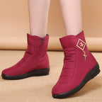 Bottines de neige femme à plateforme, fourrées, zip latéral, rouge 1
