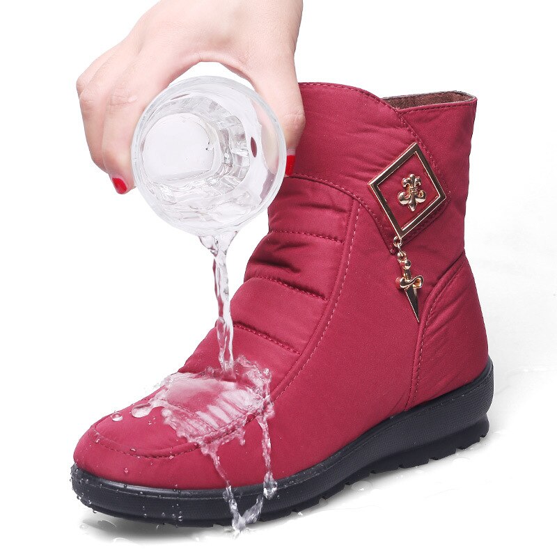 Bottines de neige femme à plateforme, fourrées, zip latéral