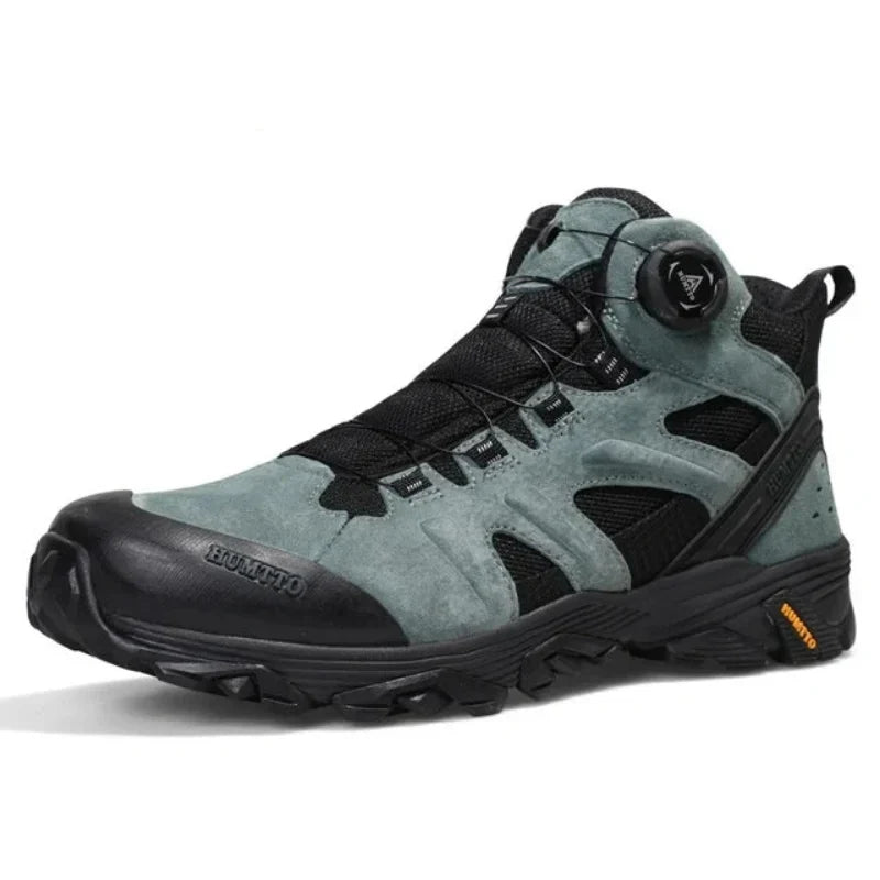 Bottines de randonnée homme imperméables, serrage à molette, vert