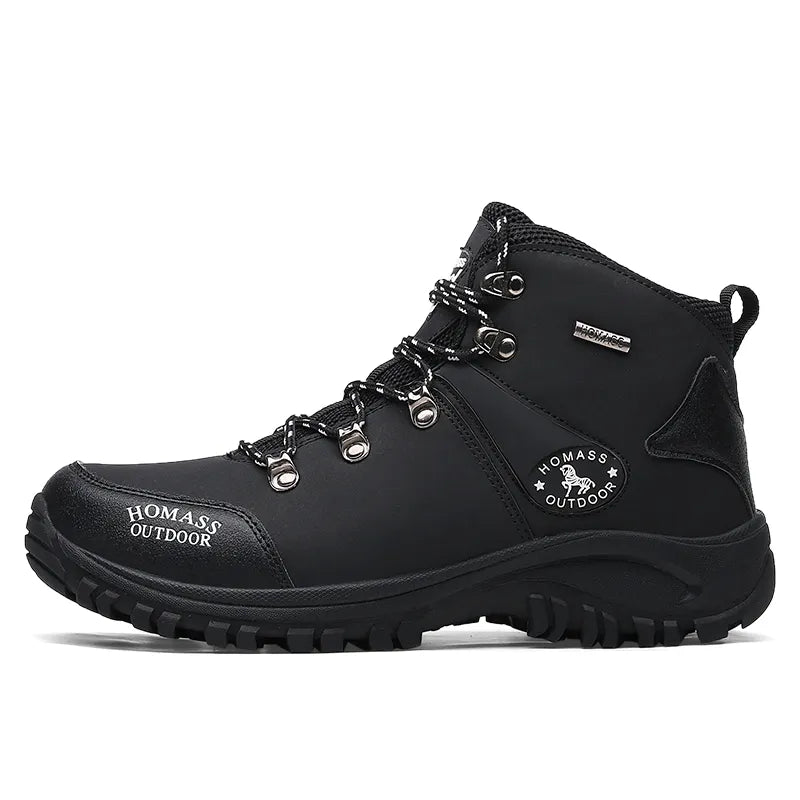 Bottines de randonnée mixtes mi-hautes, imperméables, à lacets, noir