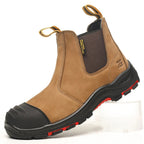 Bottines de sécurité à enfiler, embout acier, homme et femme, marron clair