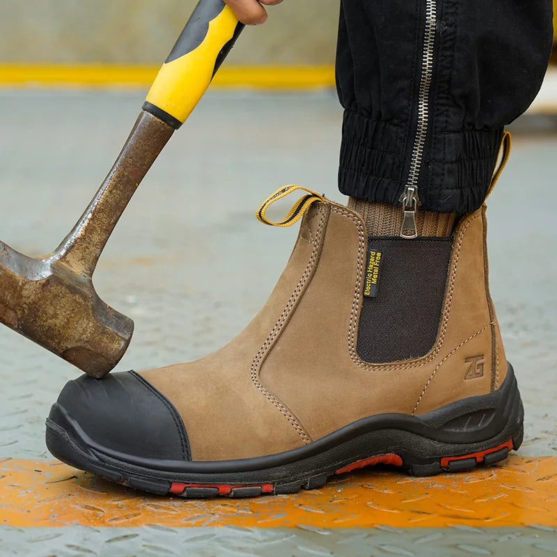 Bottines de sécurité à enfiler, embout acier, homme et femme