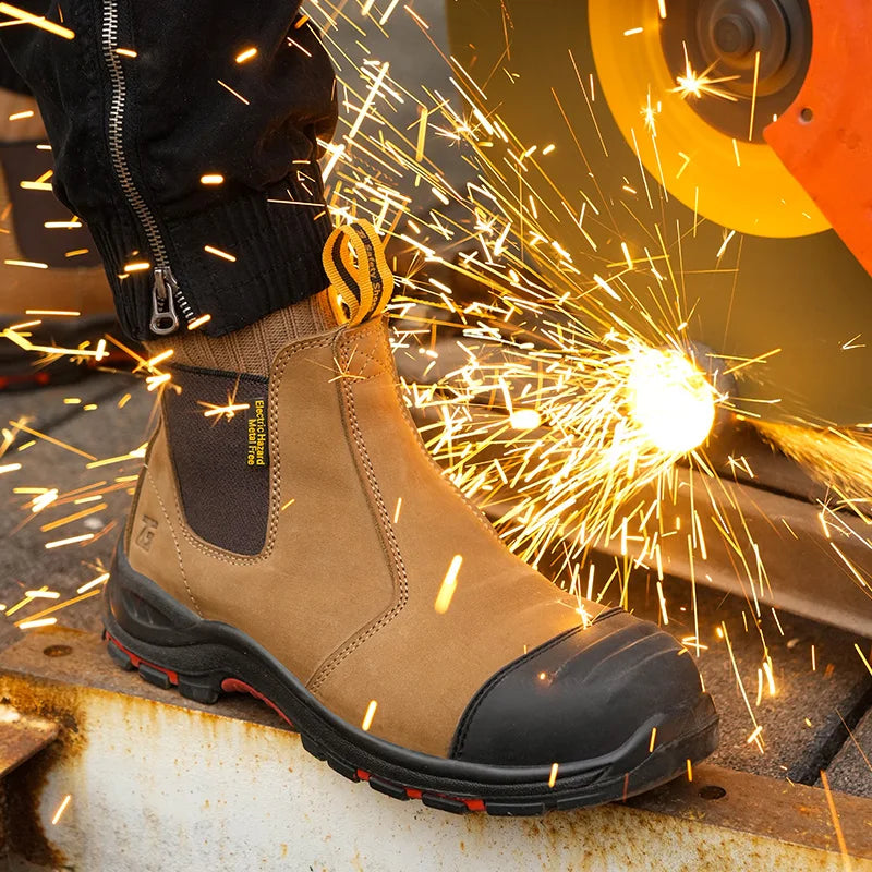 Bottines de sécurité à enfiler, embout acier, homme et femme