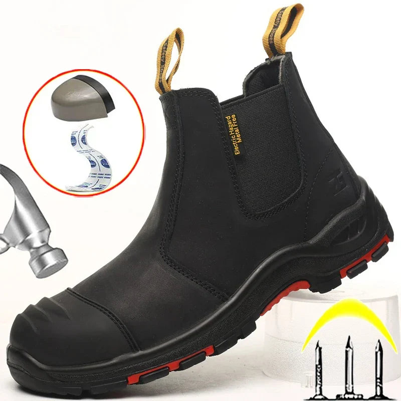 Bottines de sécurité à enfiler, embout acier, homme et femme