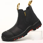 Bottines de sécurité à enfiler, embout acier, homme et femme, noir