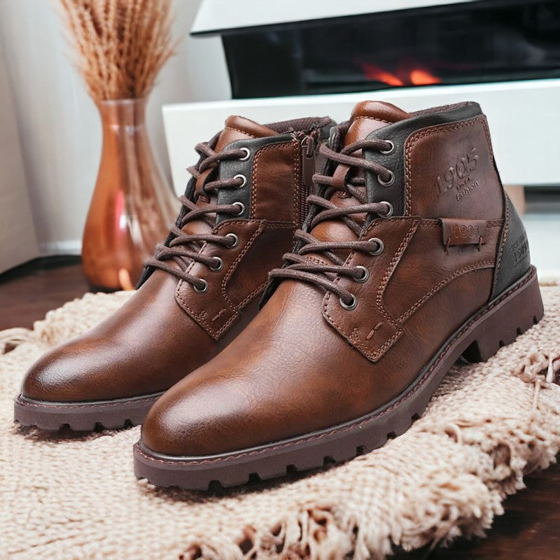 Bottines homme doublées, semelle antidérapante, du 39 au 48, marron