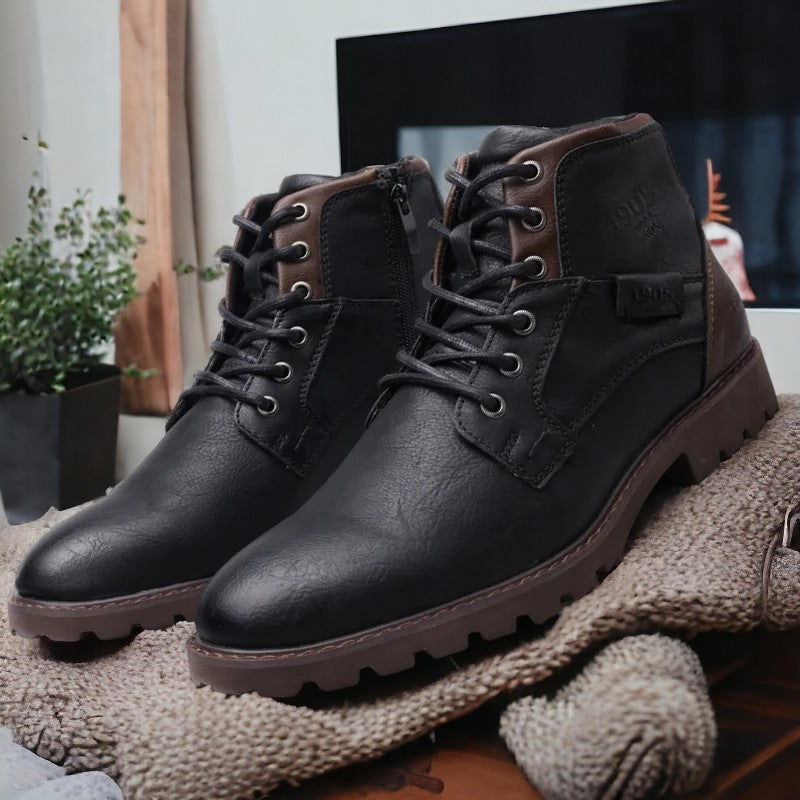 Bottines homme doublées, semelle antidérapante, du 39 au 48, noir