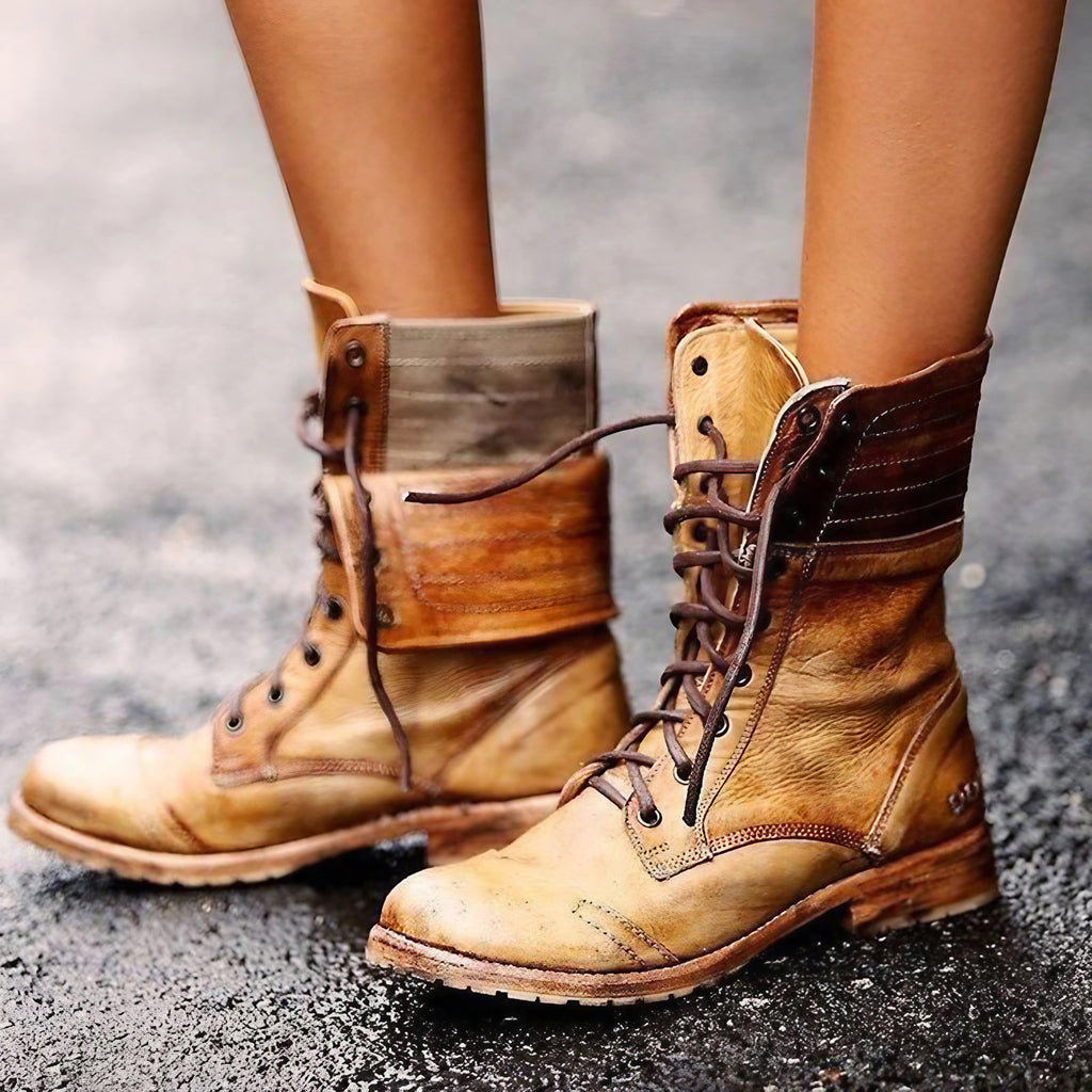 Bottines femme à lacets, coupe ajustée, quatre coloris, marron