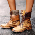 Bottines femme à lacets, coupe ajustée, quatre coloris, marron