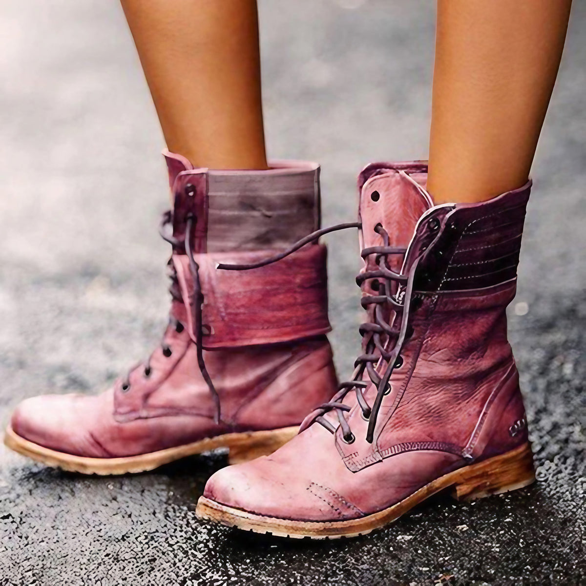 Bottines femme à lacets, coupe ajustée, quatre coloris, rouge