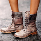 Bottines femme à lacets, coupe ajustée, quatre coloris, kaki