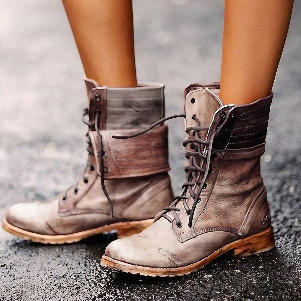 Bottines femme à lacets, coupe ajustée, quatre coloris, kaki