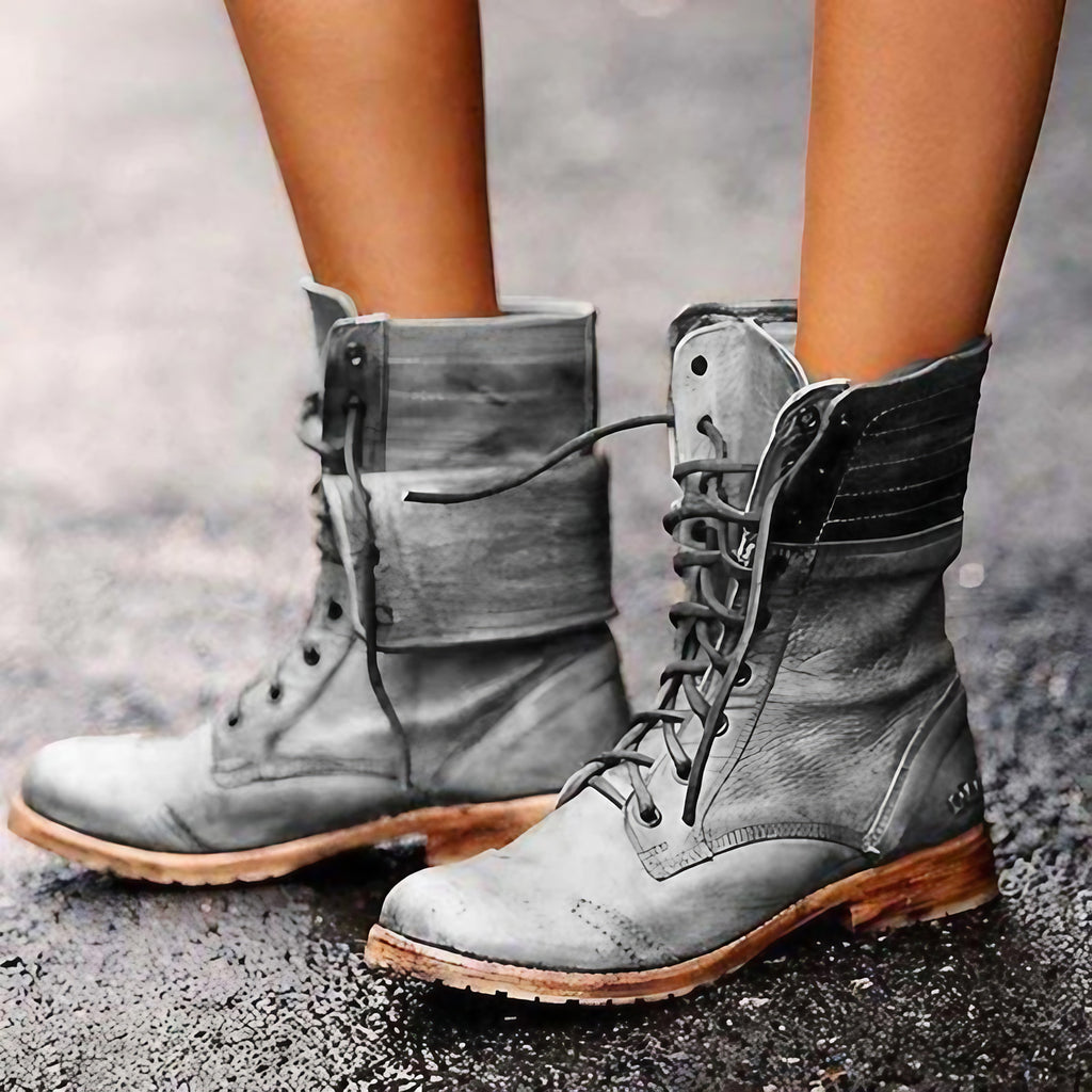 Bottines femme à lacets, coupe ajustée, quatre coloris, gris