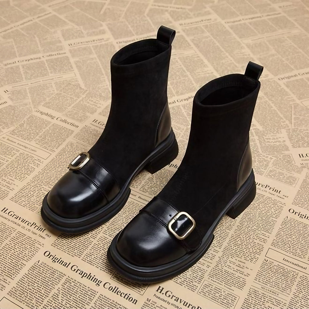 Bottines femme à boucle décorative, noir ou café, du 35 au 40, noir