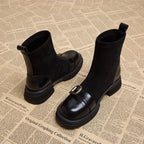 Bottines femme à boucle décorative, noir ou café, du 35 au 40