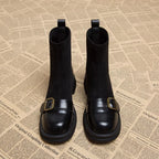 Bottines femme à boucle décorative, noir ou café, du 35 au 40