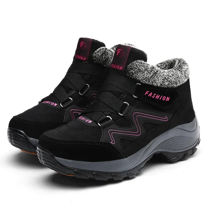 Bottines d'hiver femme fourrées, semelle antidérapante