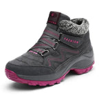 Bottines d'hiver femme fourrées, semelle antidérapante, gris