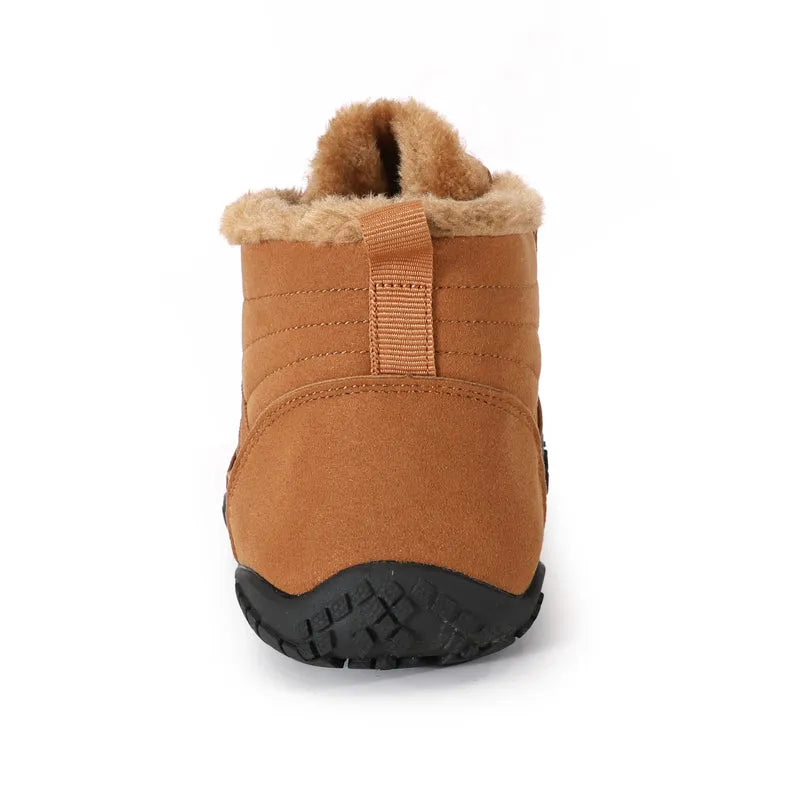 Bottines d'hiver pieds nus mixtes, fourrées, zéro talon