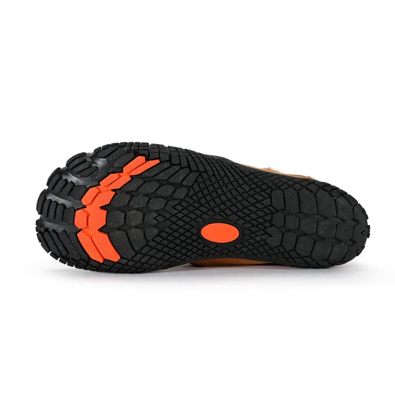 Bottines d'hiver pieds nus mixtes, fourrées, zéro talon