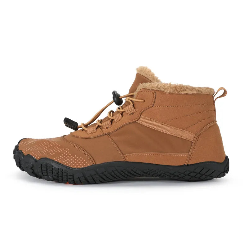 Bottines d'hiver pieds nus mixtes, fourrées, zéro talon