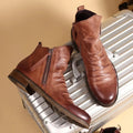 Bottines homme à zip latéral, semelle caoutchouc antidérapante, marron