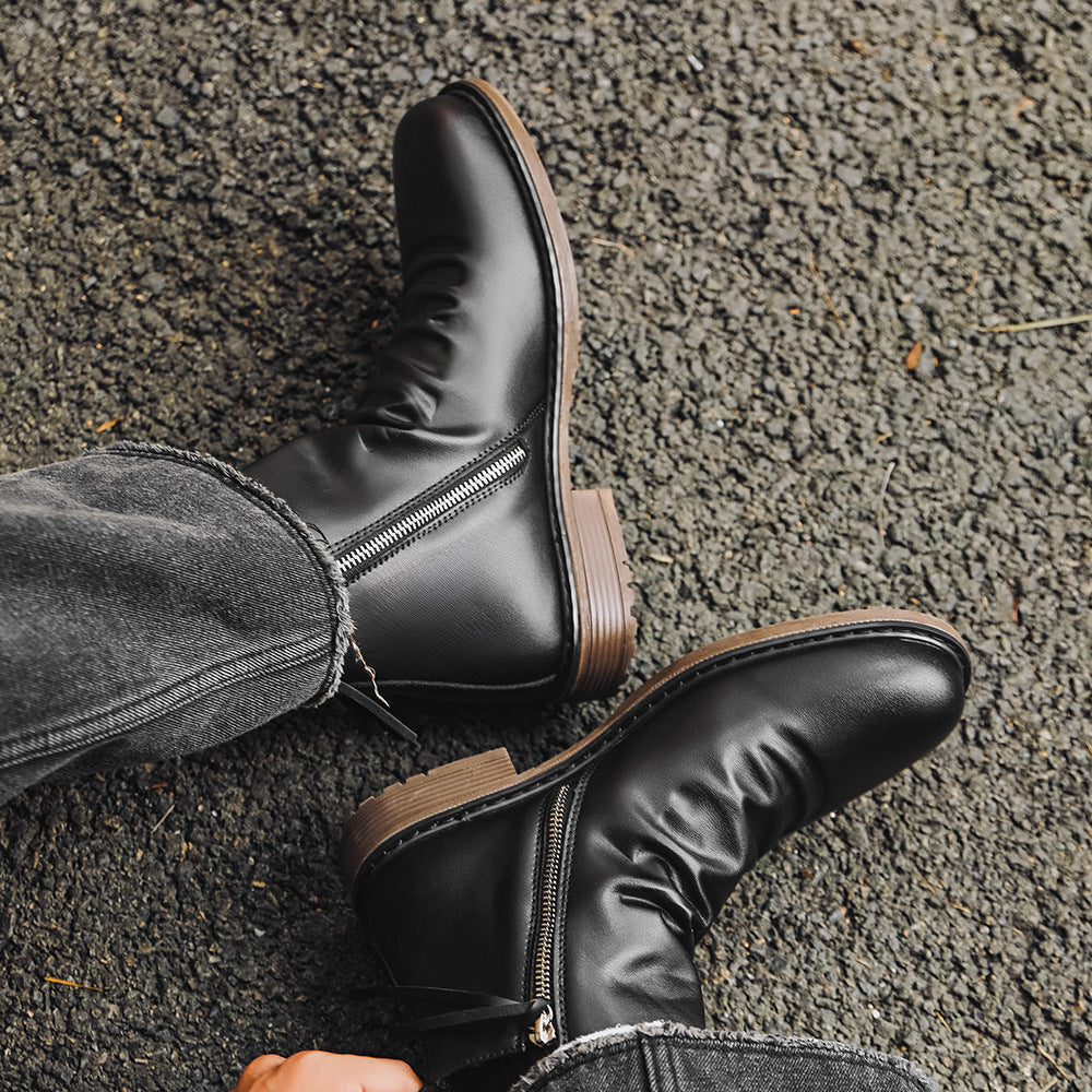 Bottines homme à zip latéral, semelle caoutchouc antidérapante