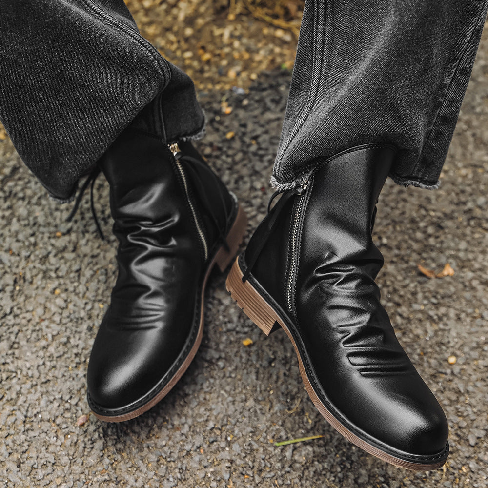 Bottines homme à zip latéral, semelle caoutchouc antidérapante