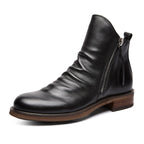 Bottines homme à zip latéral, semelle caoutchouc antidérapante, noir