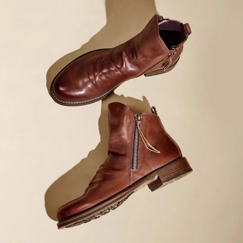 Bottines homme à zip latéral, semelle caoutchouc antidérapante