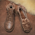Bottines homme d'hiver doublées, lacets et zip latéral