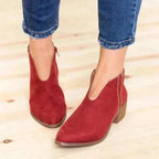 Bottines femme à franges, talon carré de 3 à 5 cm, quatre coloris, rouge