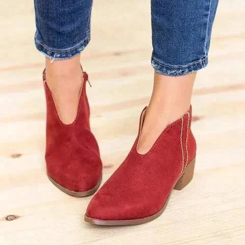 Bottines femme à franges, talon carré de 3 à 5 cm, quatre coloris, rouge