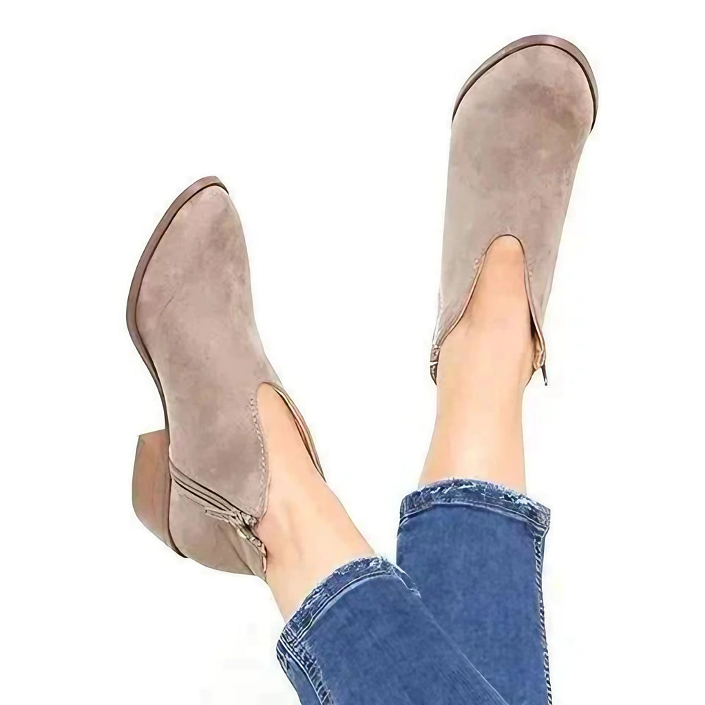 Bottines femme à franges, talon carré de 3 à 5 cm, quatre coloris, gris