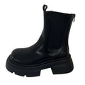 Bottines femme noires à talon carré, en similicuir