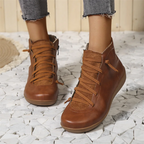 Bottines orthopédiques femme à lacets, chaussant large, 5 coloris, marron