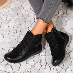 Bottines orthopédiques femme à lacets, chaussant large, 5 coloris, noir