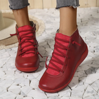 Bottines orthopédiques femme à lacets, chaussant large, 5 coloris, rouge