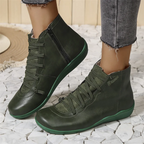 Bottines orthopédiques femme à lacets, chaussant large, 5 coloris, vert