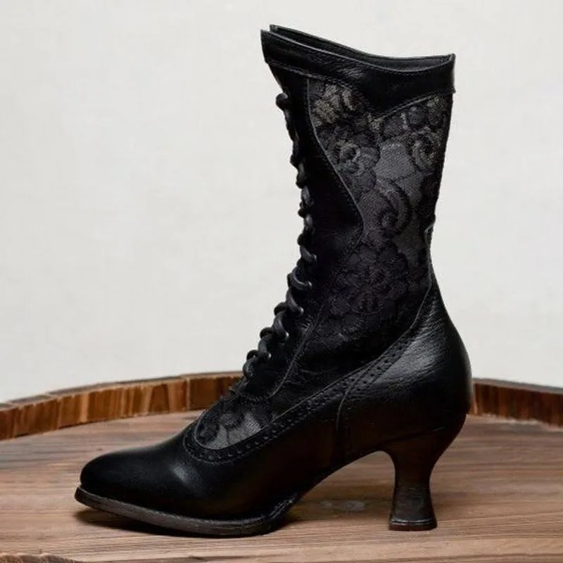 Bottines femme style vintage, blanc ou noir, du 34 au 43, noir