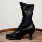 Bottines femme style vintage, blanc ou noir, du 34 au 43, noir